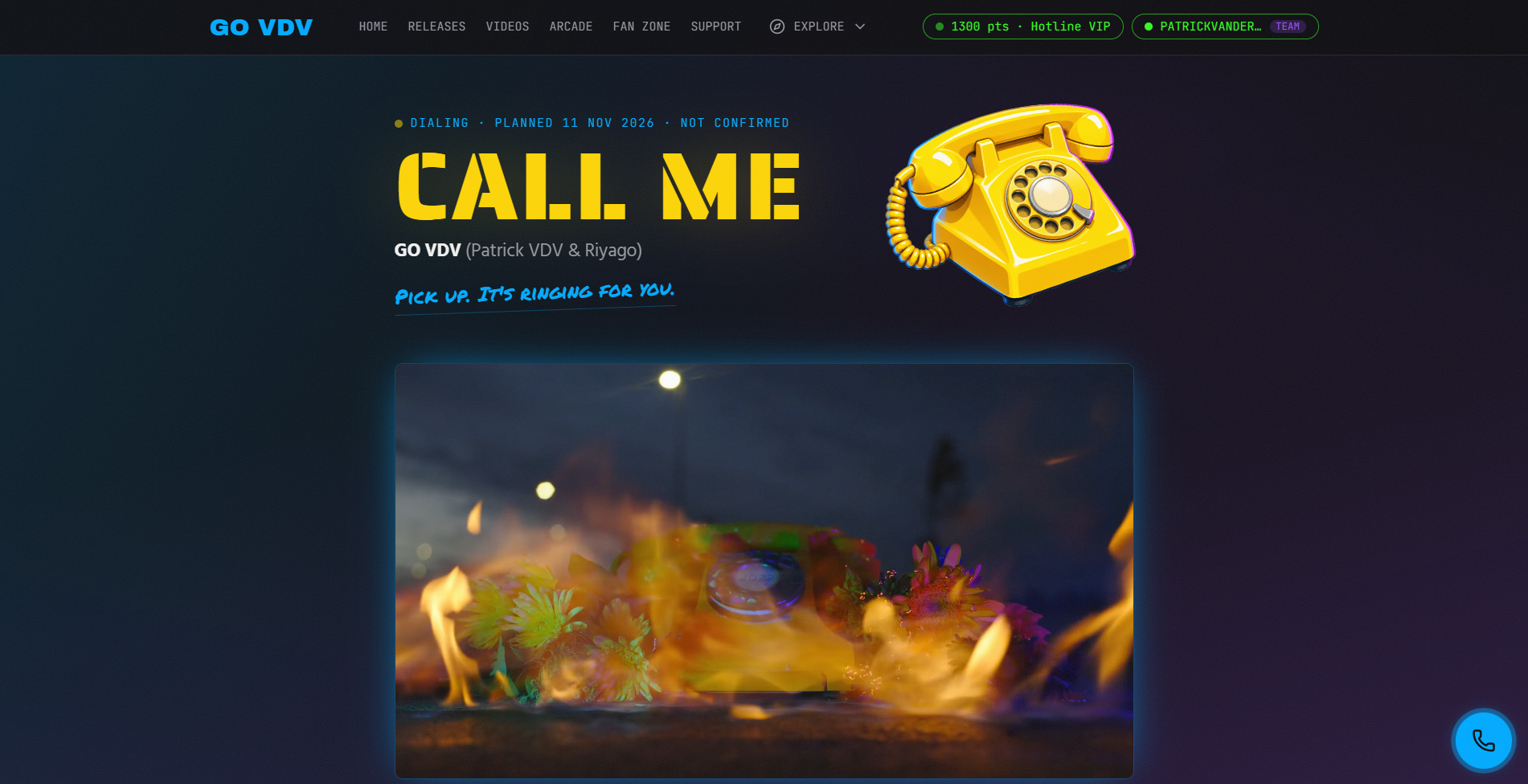 Screenshot of the live GO VDV — Call Me website built by VDV Digital