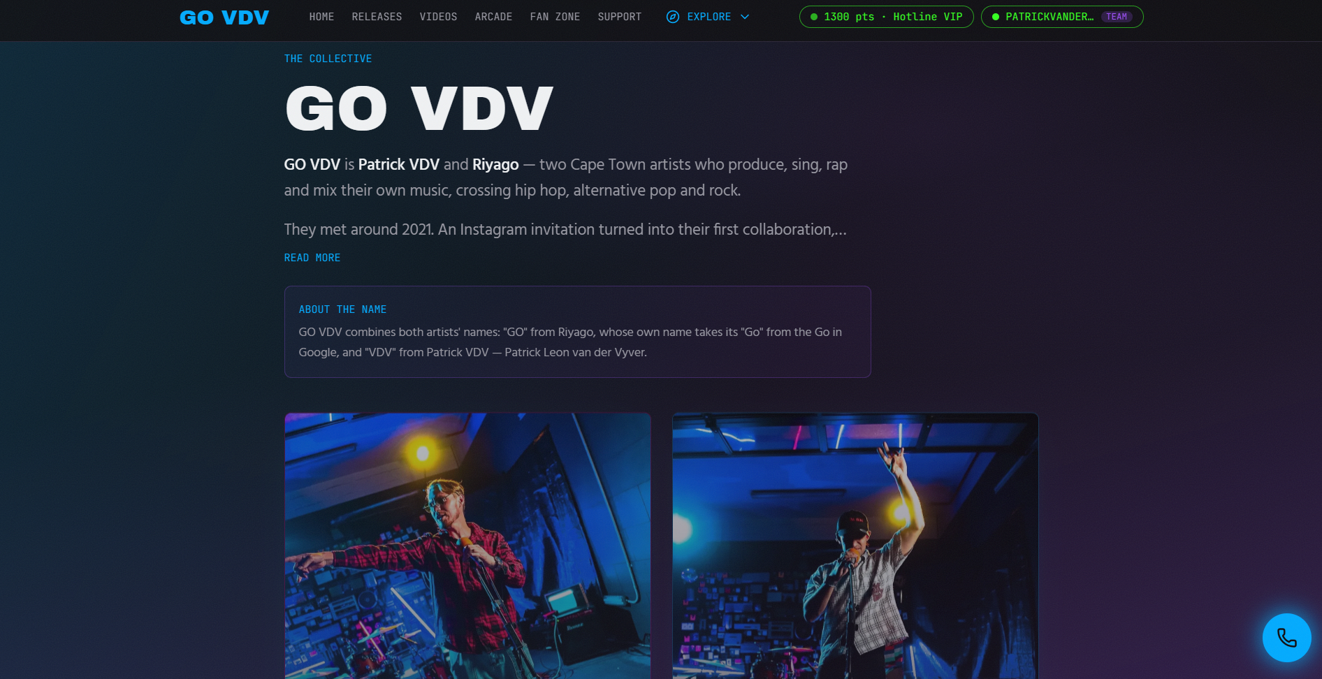 Screenshot of the live GO VDV — The collective website built by VDV Digital
